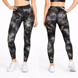 Old Navy Powersoft Extra High Rise Leggings Black Gold Marble NWT M